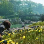 Hình ảnh nhân vật trong Assassin's Creed Shadows đang quan sát một con hạc, minh họa xu hướng game thế giới mở kéo dài thời lượng