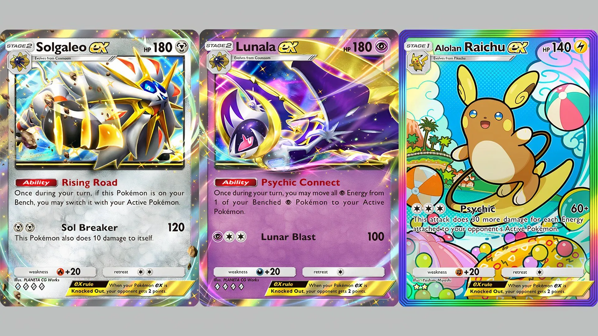 Hình ảnh xem trước các thẻ bài mới từ bản mở rộng Celestial Guardians của Pokémon TCG Pocket, bao gồm thẻ Immersive và các Pokémon hệ Alola.
