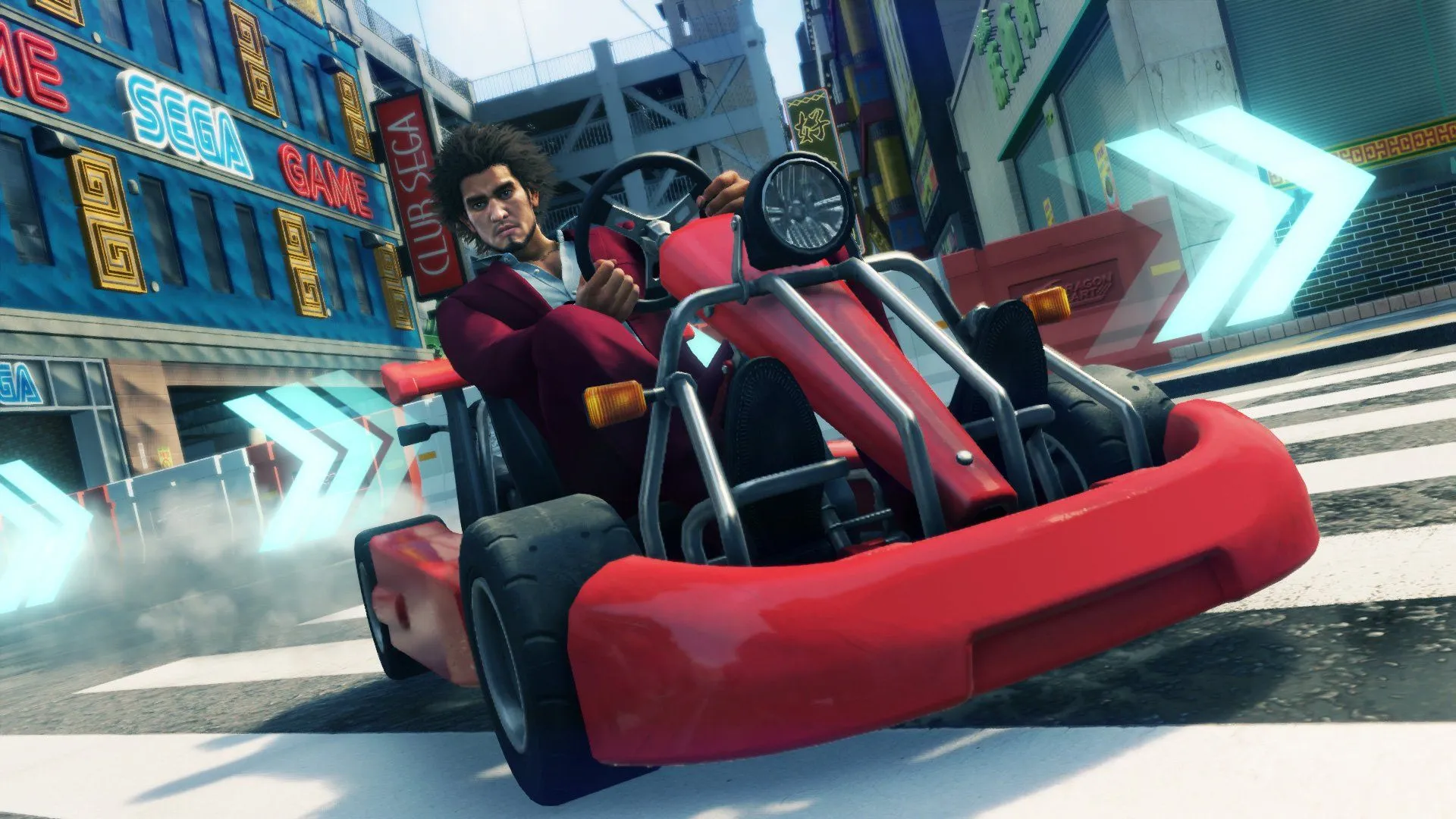 Ichiban điều khiển xe kart trong minigame Dragon Kart Yakuza Like A Dragon