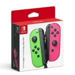 Joy-Con Nintendo Switch màu xanh neon và hồng neon, minh họa tính tương thích với Switch 2