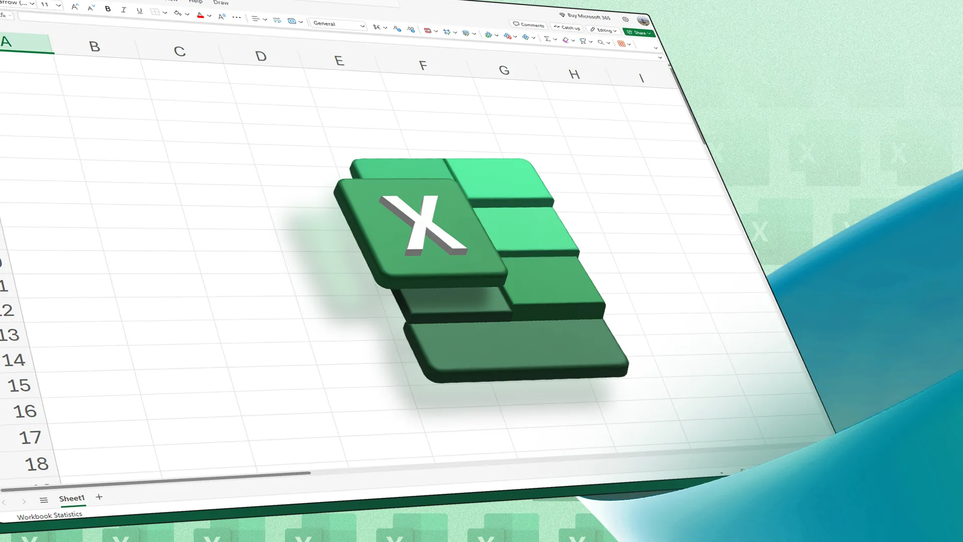 Logo Excel trước một bảng tính trống