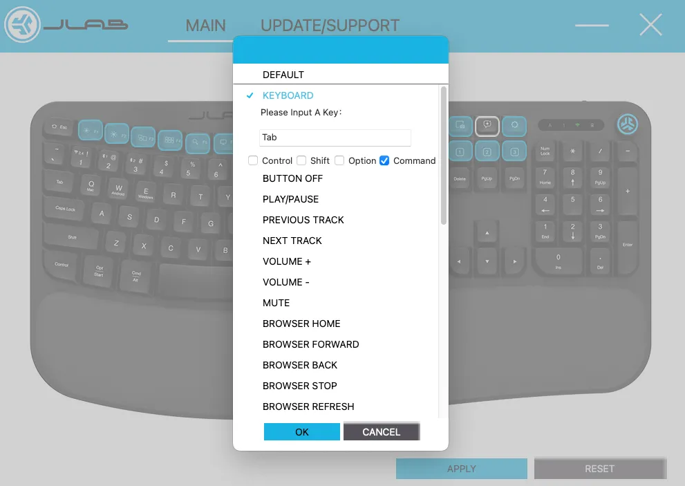 Màn hình cài đặt DPI và tốc độ làm mới chuột trong JLab Work App