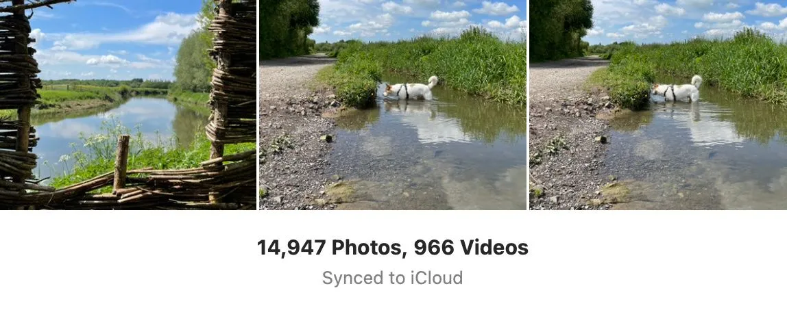 Màn hình hiển thị số lượng ảnh và video đã đồng bộ hóa trong iCloud Photos, minh họa cho dữ liệu ảnh có thể tồn tại trên máy chủ.