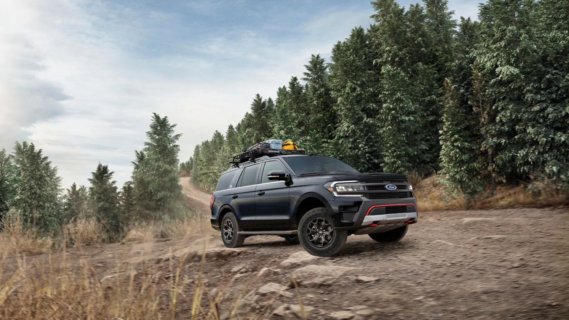 Mẫu SUV Ford Expedition Timberline 2024 màu xanh đậm, hình ảnh đại diện cho dòng xe bị triệu hồi