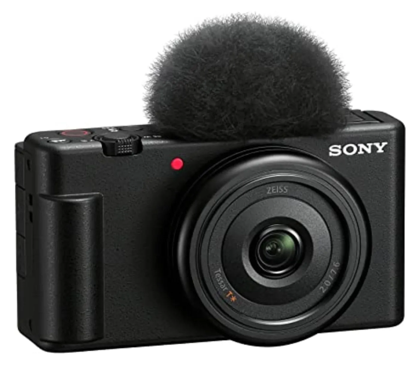 Máy ảnh vlog Sony ZV-1F màu đen với màn hình lật