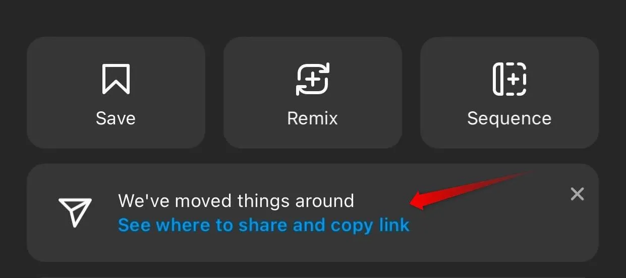 Mở cài đặt để sao chép URL hoặc chia sẻ Reel trên Instagram