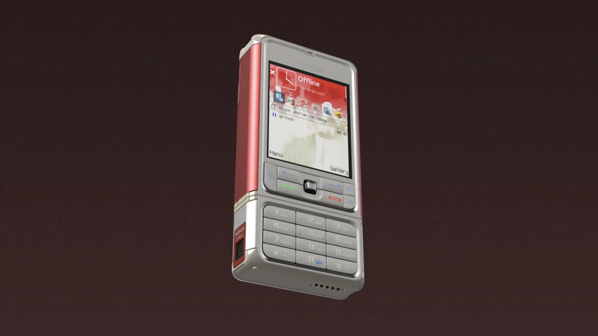 Mô hình 3D tương tác của điện thoại Nokia 3250 màu đen, gợi nhớ thiết kế xoay độc đáo