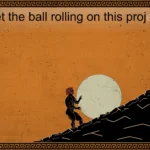 Mô tả hình ảnh Sisyphus đang đẩy một tảng đá lên đồi trong game Mondays: A Sisyphean Typing Game