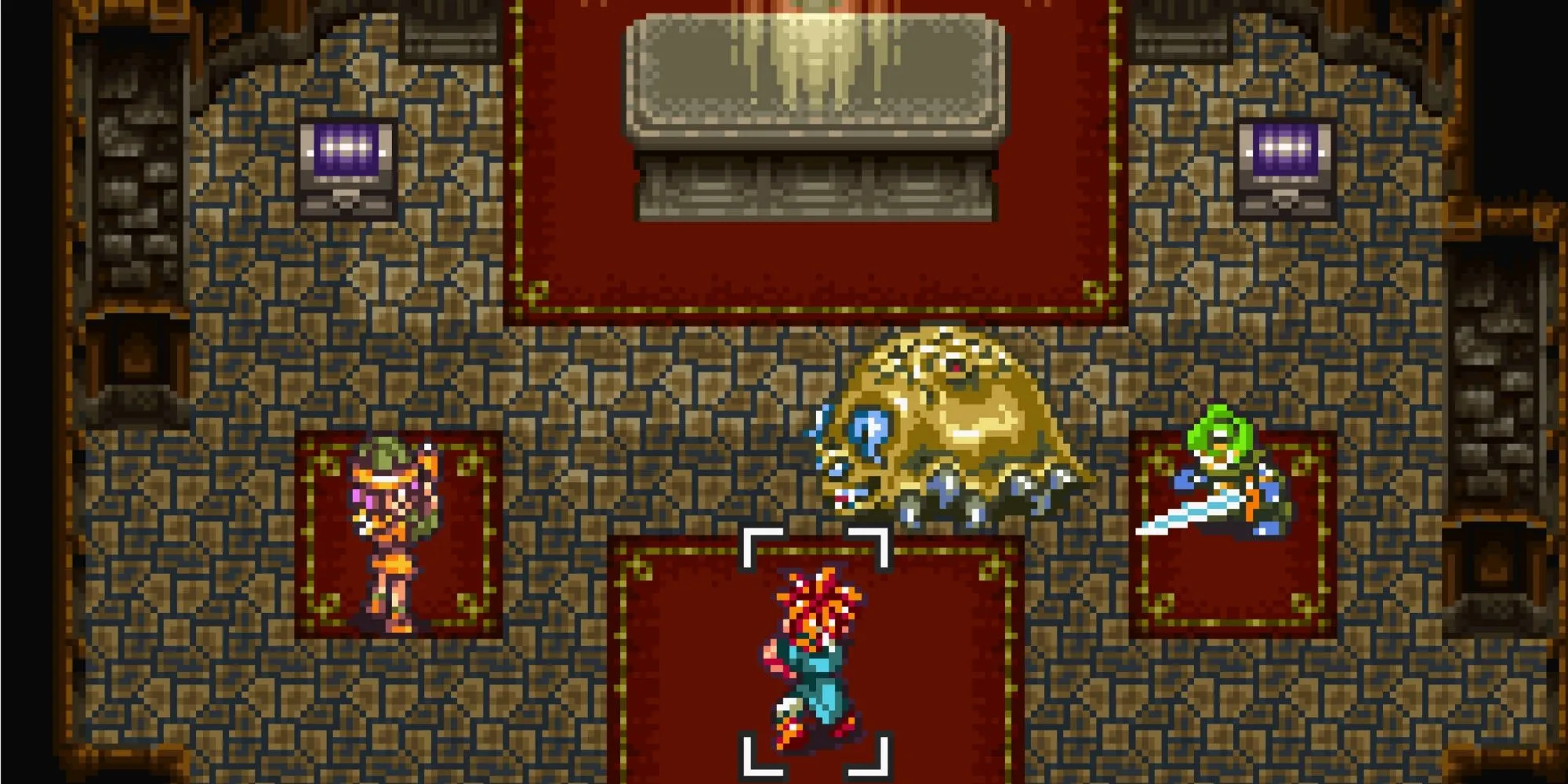 Một cảnh chiến đấu boss trong game Chrono Trigger.