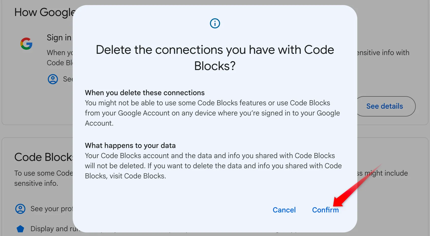 Ngắt kết nối dịch vụ bên thứ ba khỏi tài khoản Google