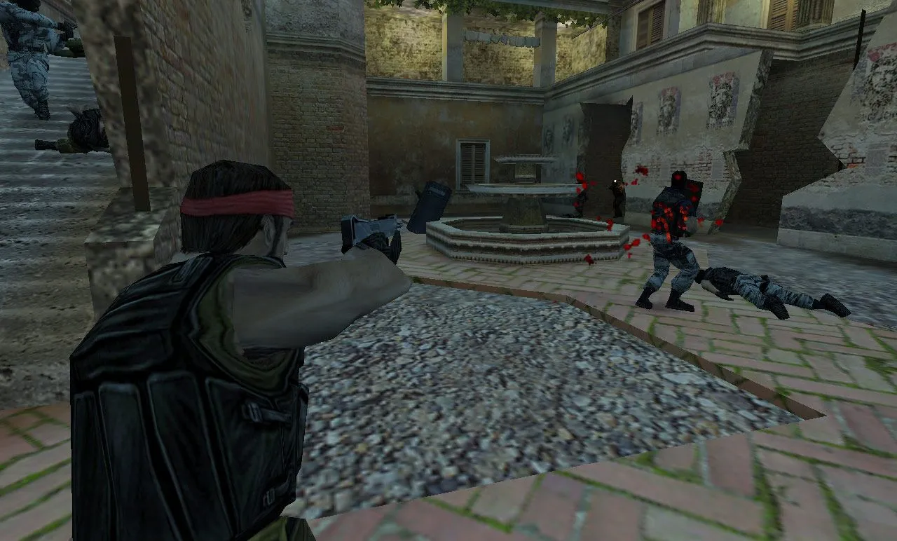 Người chơi cầm AWP ngắm bắn trong Counter-Strike 1.6 trên bản đồ de_dust.