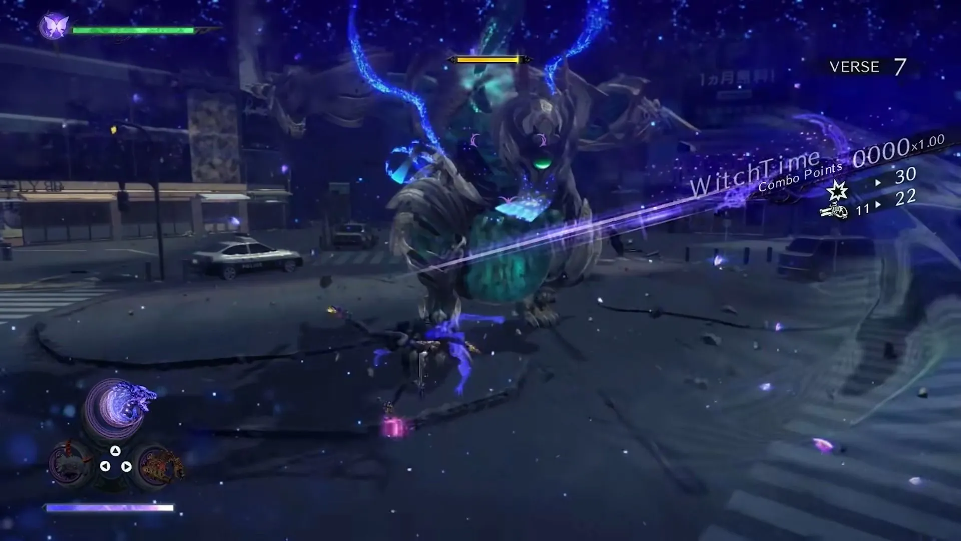 Người chơi kích hoạt Witch Time, làm chậm thời gian trong trận chiến kịch tính của Bayonetta 3.