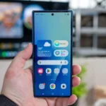 Người dùng cầm Galaxy Z Fold 7 hiển thị màn hình phụ