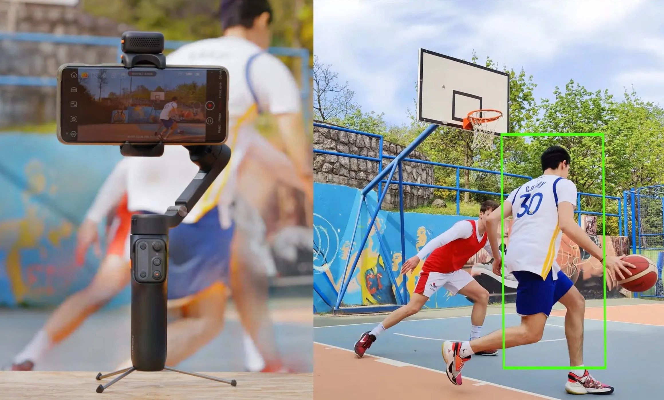 Người dùng live stream trò chơi trên điện thoại với Hohem iSteady V3 đặt ổn định trên tripod ẩn tích hợp.