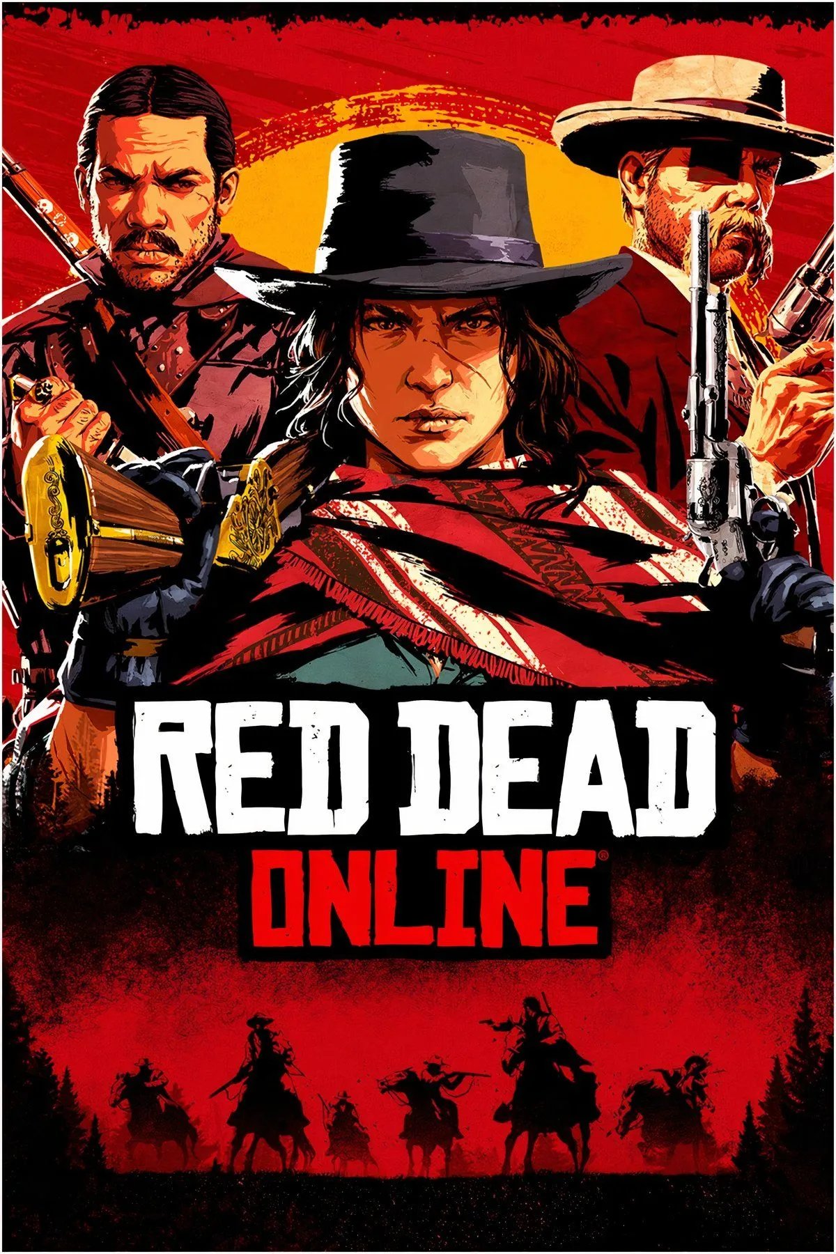 Nhân vật cưỡi ngựa trong khung cảnh miền Tây hoang dã của Red Dead Online.