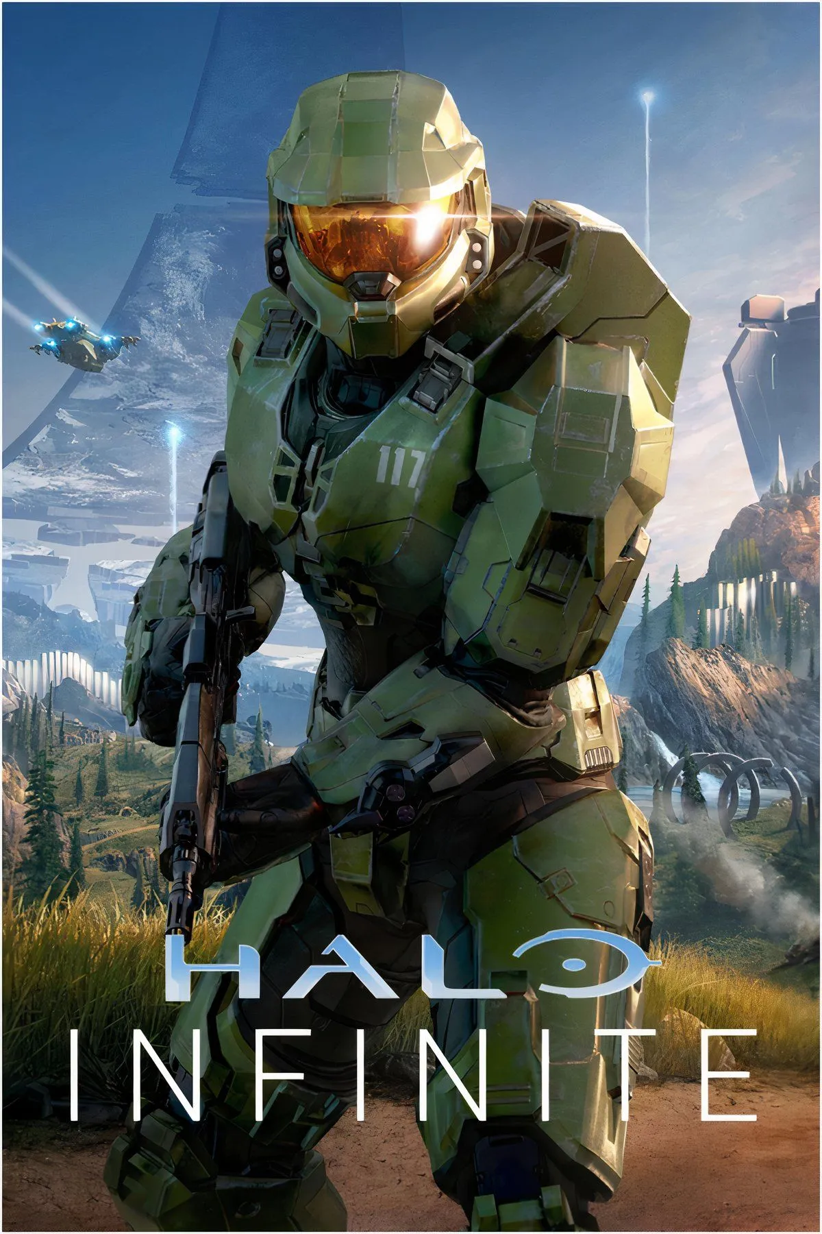 Nhân vật Master Chief trong Halo Infinite với hiệu ứng ánh sáng rực rỡ.