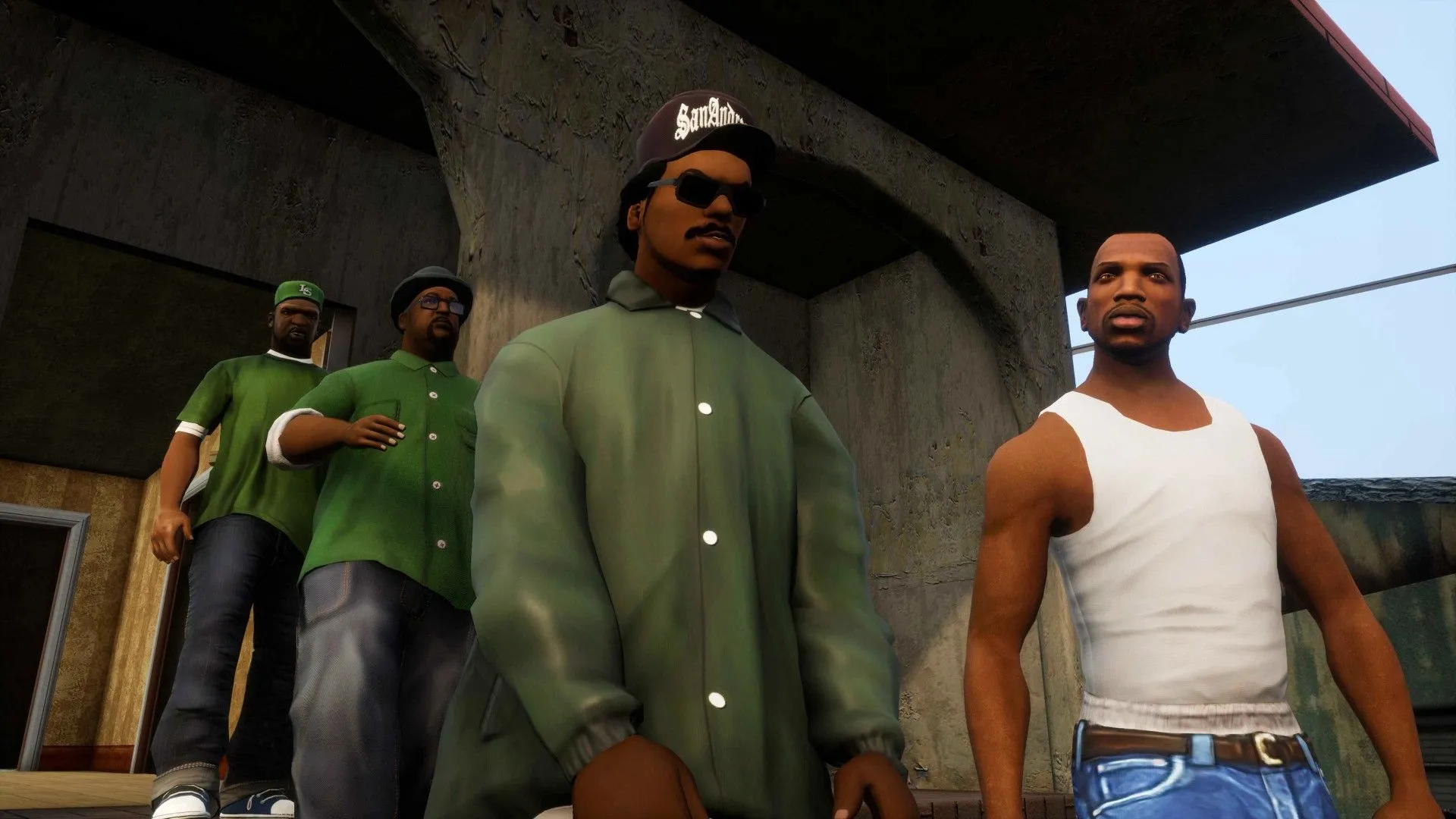 Nhóm nhân vật trong Grand Theft Auto San Andreas Definitive Edition trên điện thoại