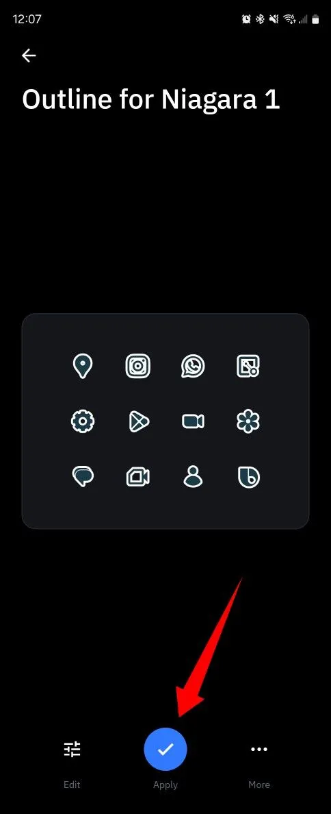 Nút &quot;Áp dụng&quot; trong Icon Pack Studio, sẵn sàng để xuất gói biểu tượng đã tùy chỉnh.