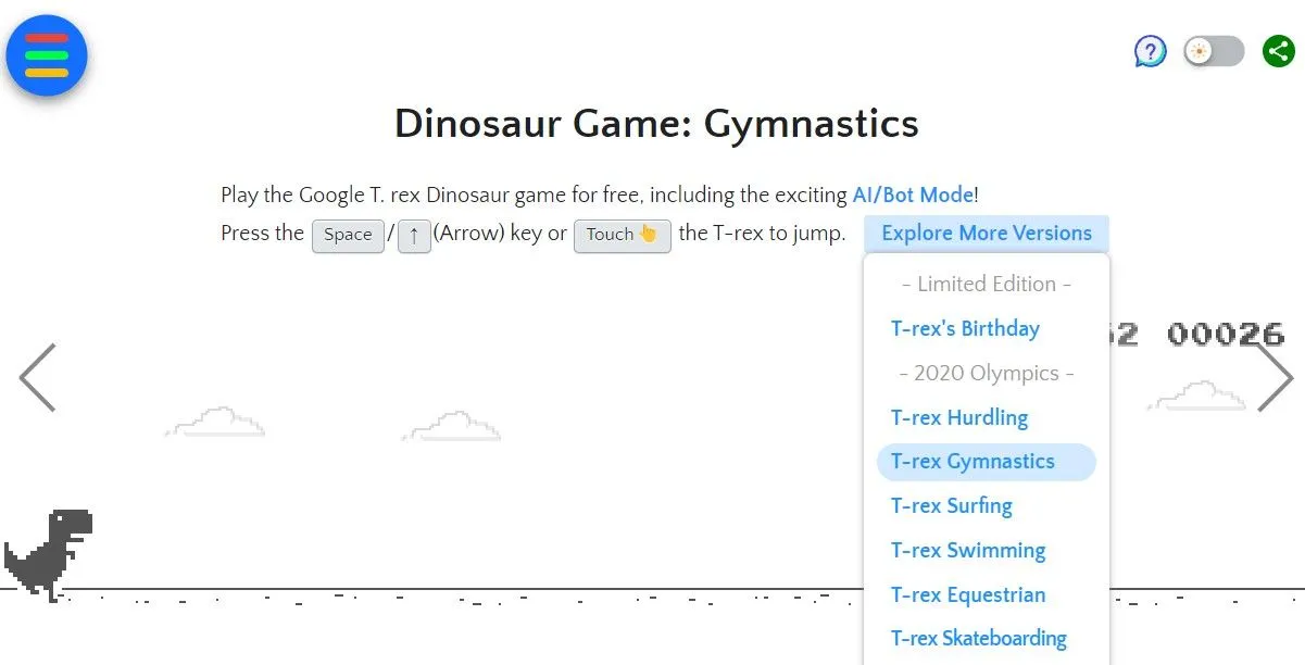 Phiên bản trò chơi khủng long T-Rex nổi tiếng của Chrome có sẵn trên Elgoog.im