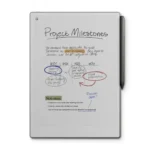 reMarkable Paper Pro hiển thị màn hình màu với hình vẽ phác thảo Snoopy và bảng thông số kỹ thuật chính
