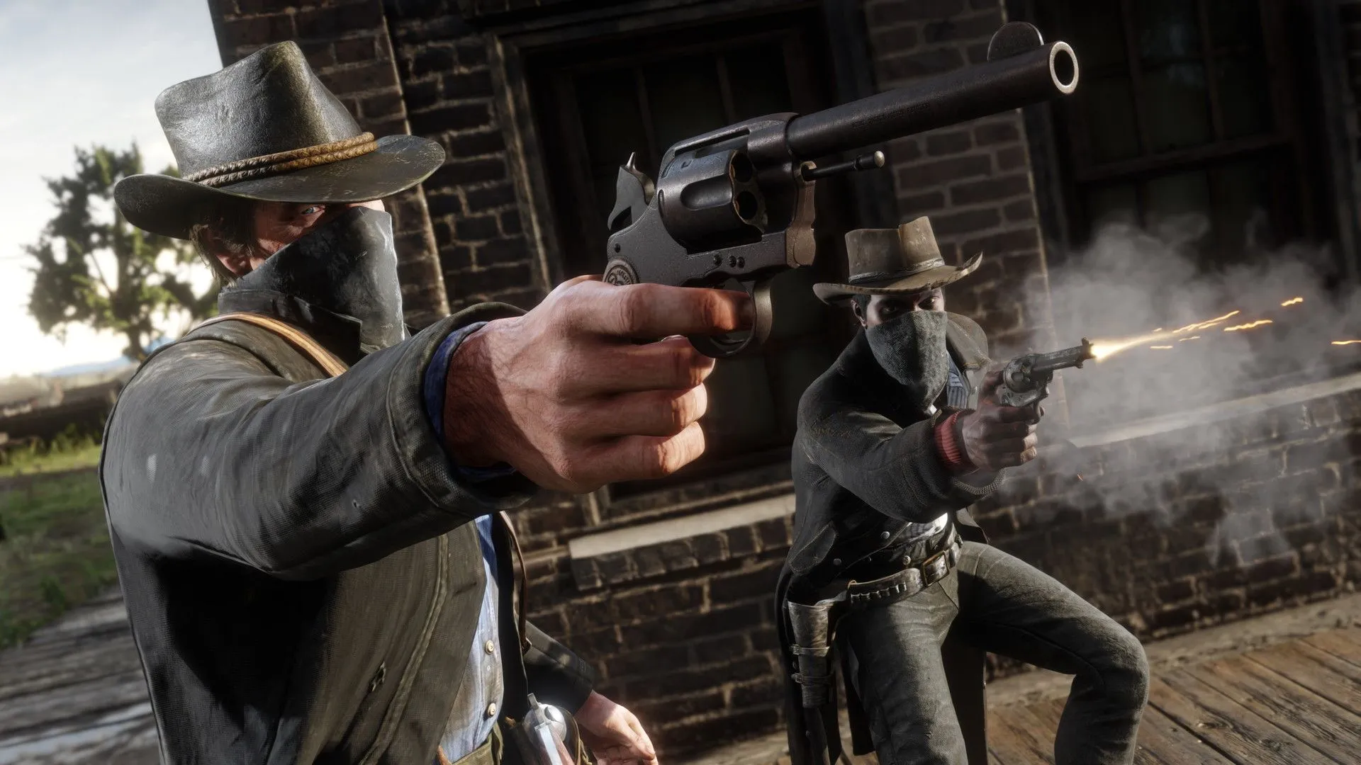Screenshot trong game Red Dead Redemption II với cảnh vật chi tiết