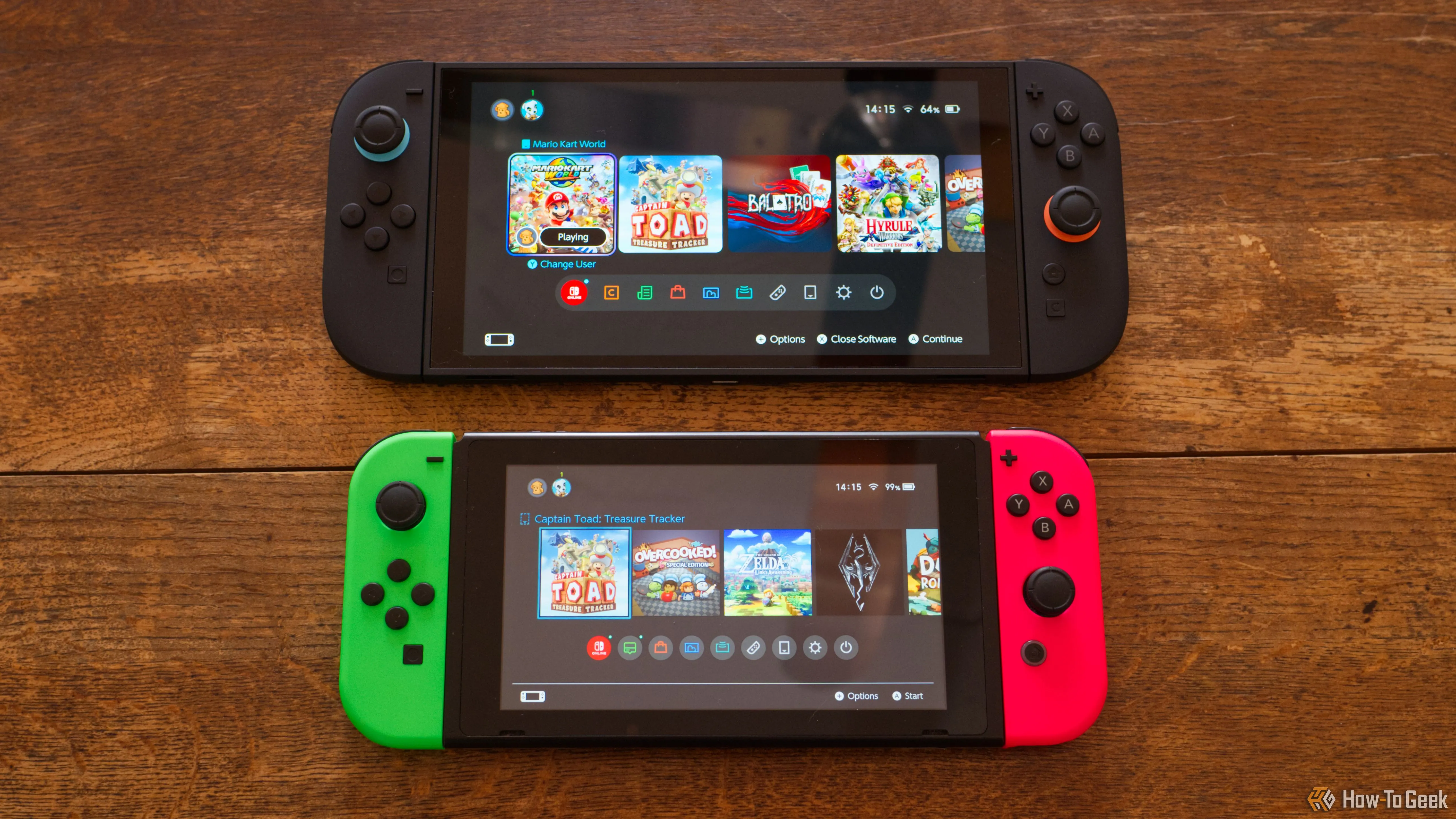 So sánh kích thước và thiết kế giữa Nintendo Switch 2 và Nintendo Switch đời đầu.