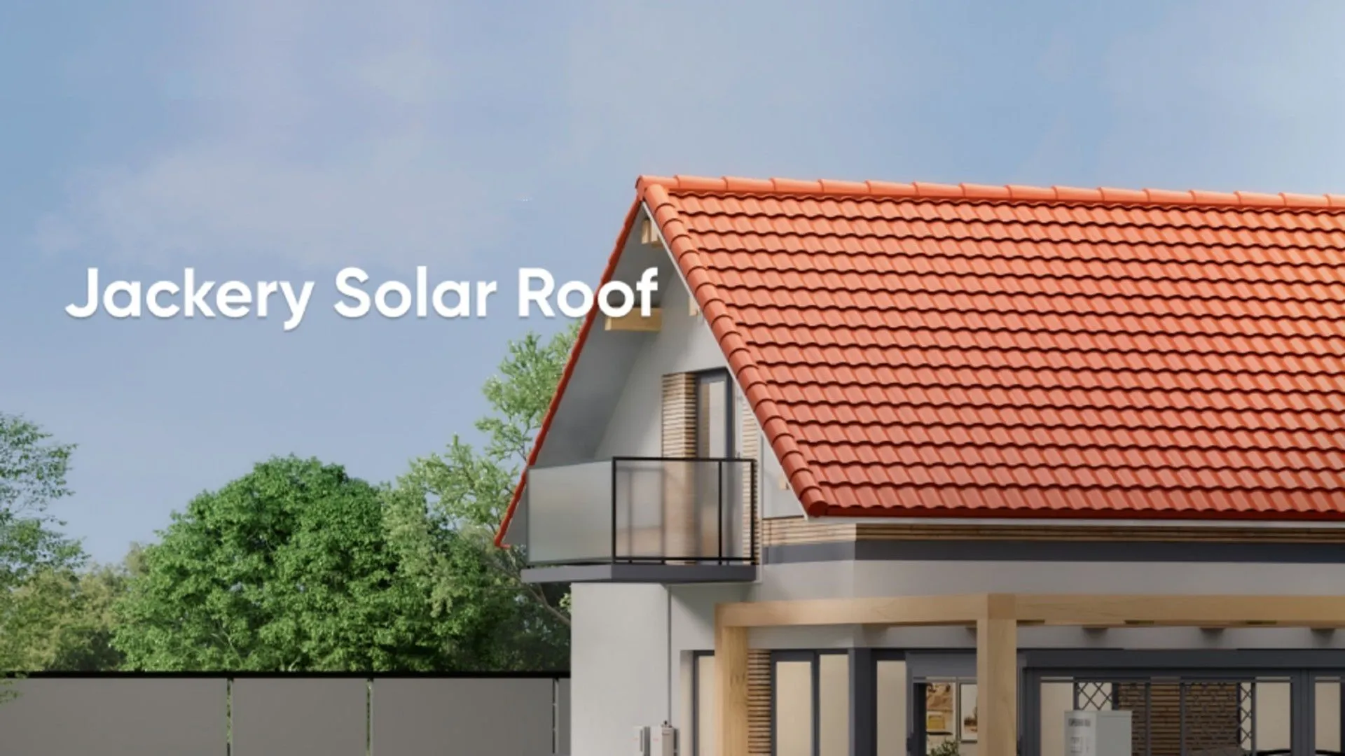 Tấm pin năng lượng mặt trời Jackery trên mái nhà, hòa nhập hoàn hảo với các tấm lợp khác