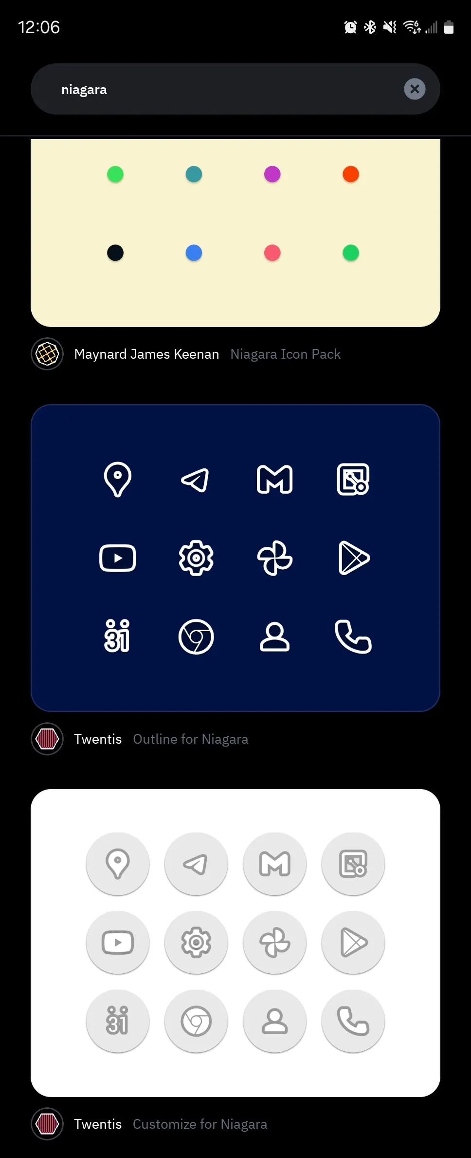 Thanh tìm kiếm trong Icon Pack Studio giúp người dùng dễ dàng tìm kiếm các chủ đề biểu tượng ứng dụng Android mong muốn.