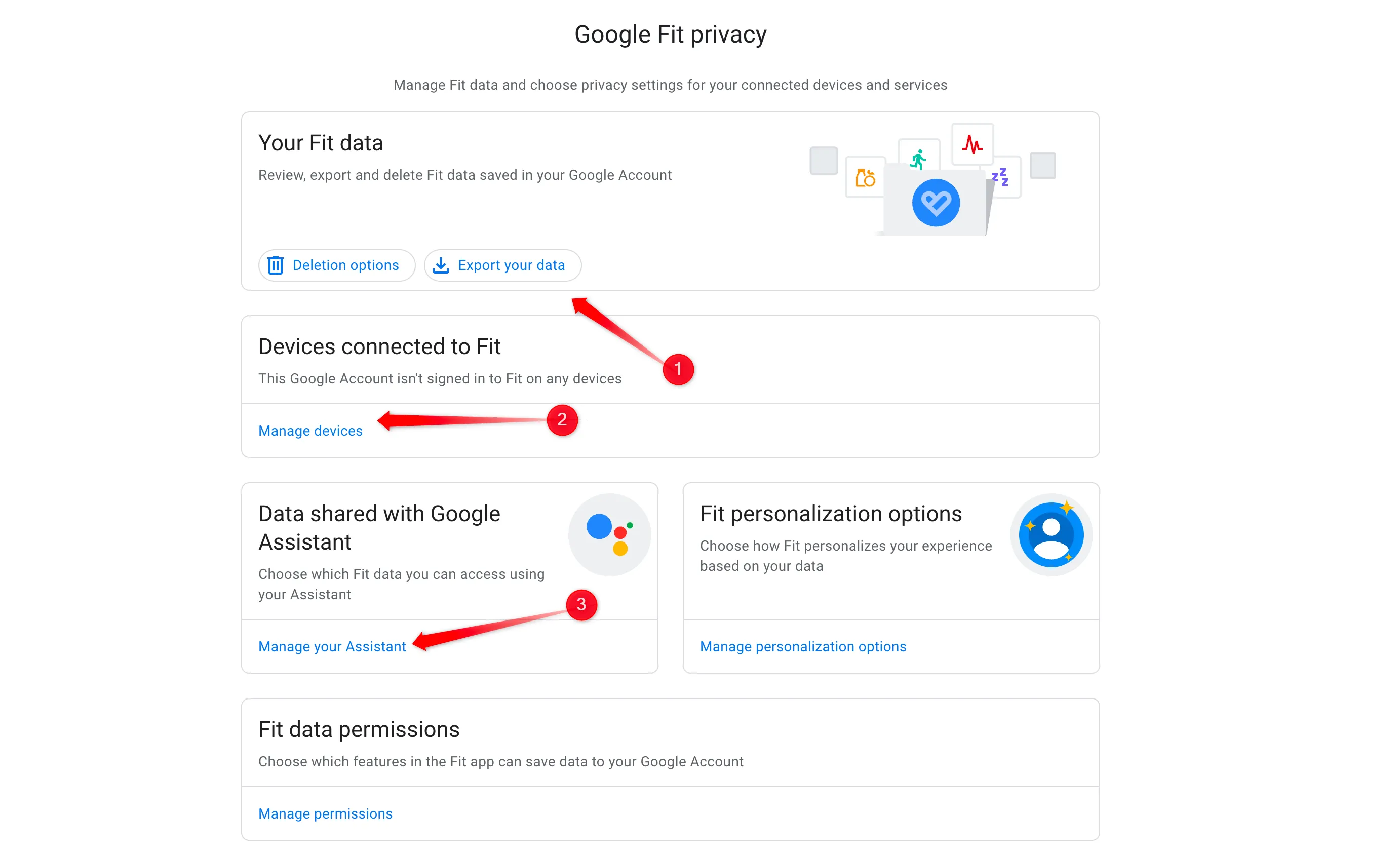 Thay đổi cài đặt Google Fit trong tài khoản Google