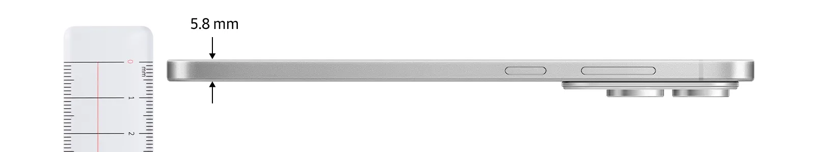 Thiết kế siêu mỏng của Samsung Galaxy S25 Edge được đặt cạnh thước đo để minh họa độ dày 5.8mm ấn tượng.