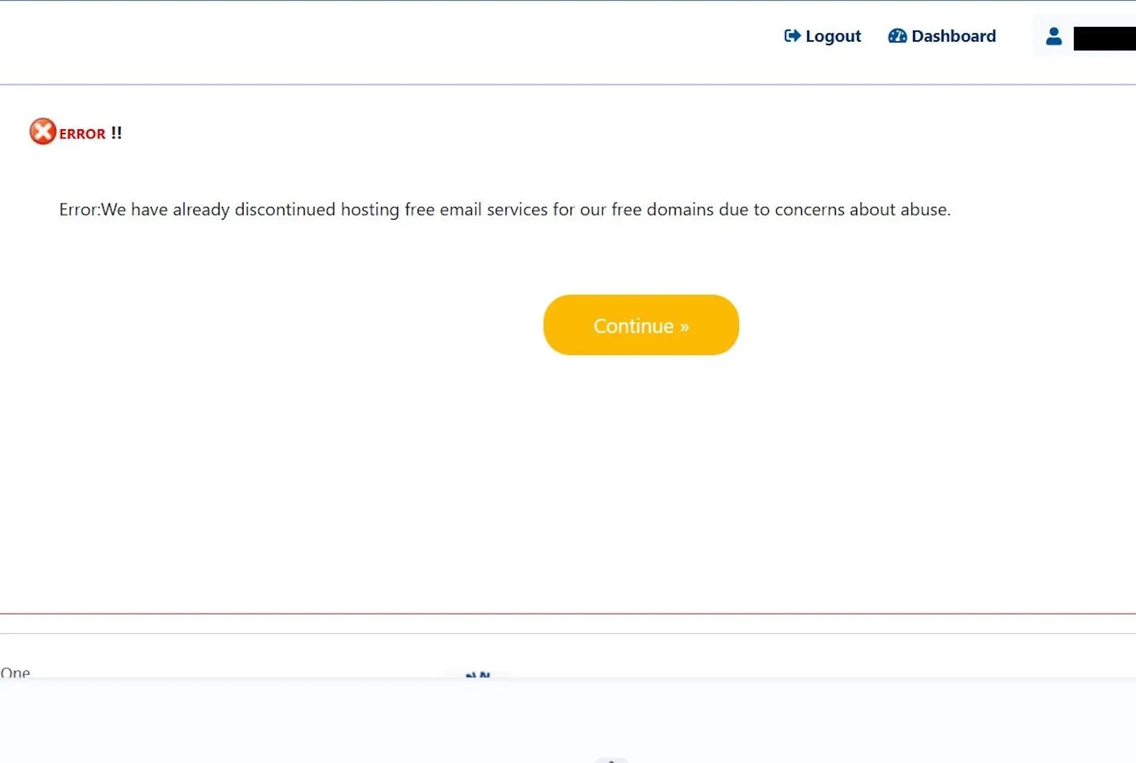 Thông báo dịch vụ email miễn phí của Free Domain đã ngừng hoạt động