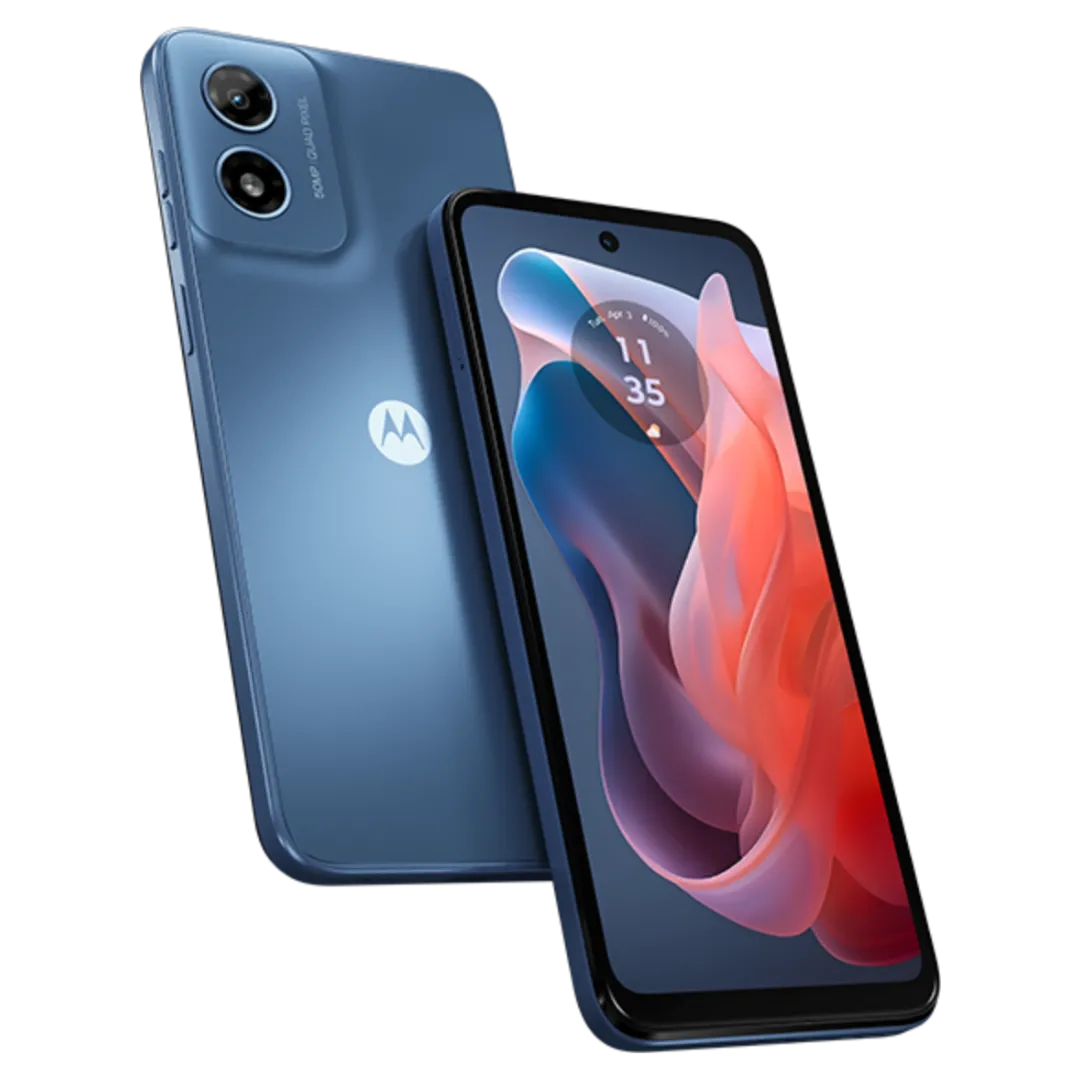 Tổng quan thiết kế Motorola Moto G Play (2024) từ mặt trước.