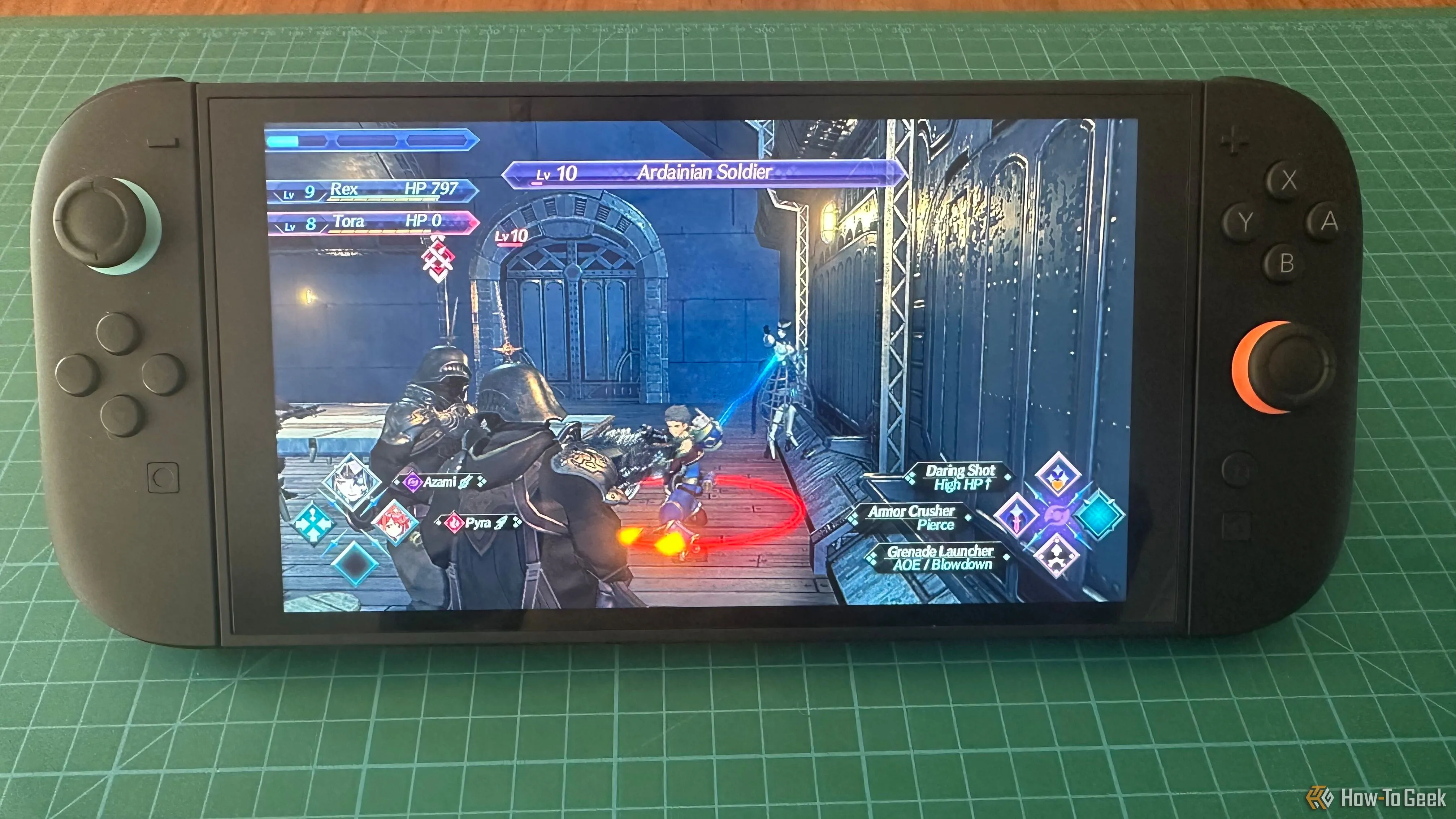 Trải nghiệm game Xenoblade Chronicles 2 ở chế độ cầm tay trên Nintendo Switch 2 với chất lượng hình ảnh chưa tối ưu.
