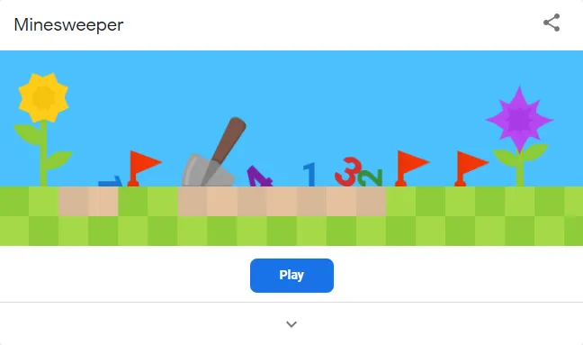 Trò chơi dò mìn Minesweeper có sẵn trên Google