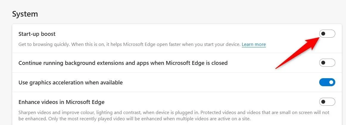 Vô hiệu hóa tính năng tăng tốc khởi động của Microsoft Edge để giảm tiêu thụ tài nguyên nền