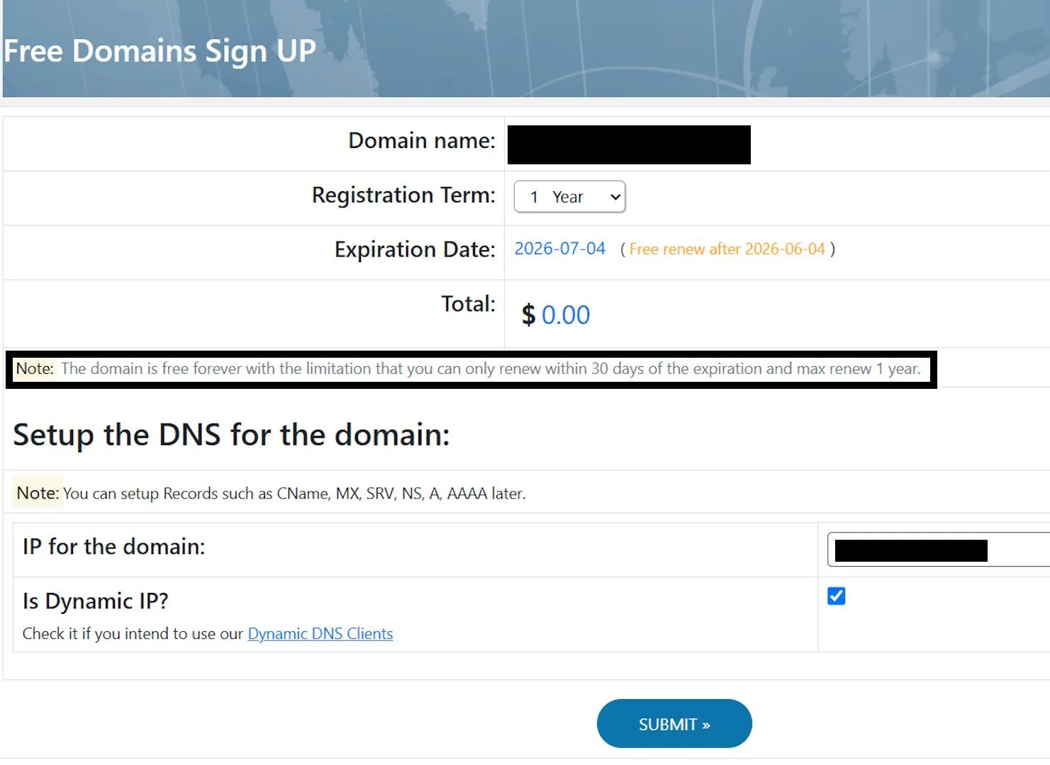 Xác nhận tên miền miễn phí vĩnh viễn trên Free Domain